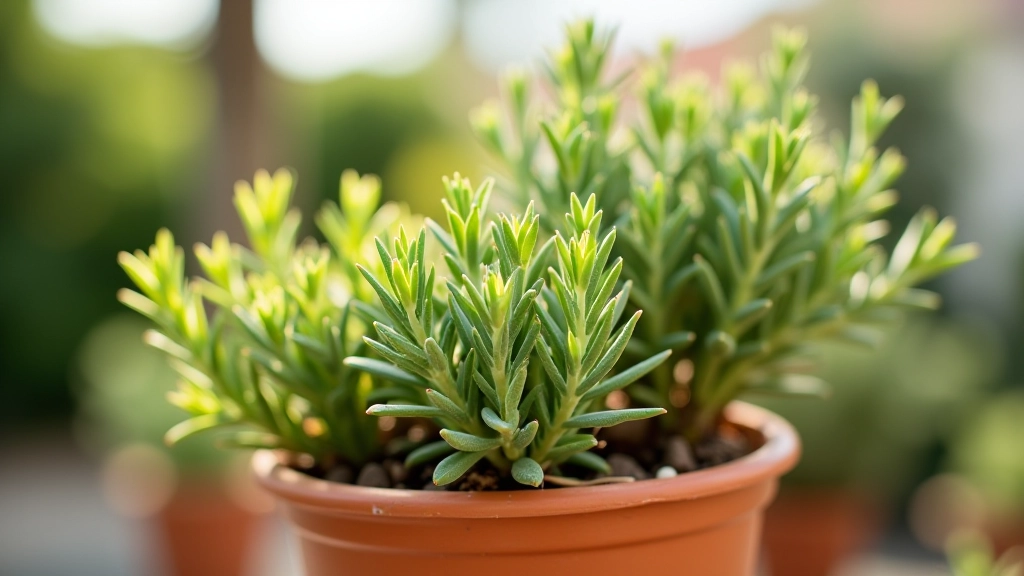 Plantas mediterrânicas em vaso de terraço, vista aproximada com alecrim e oliveira