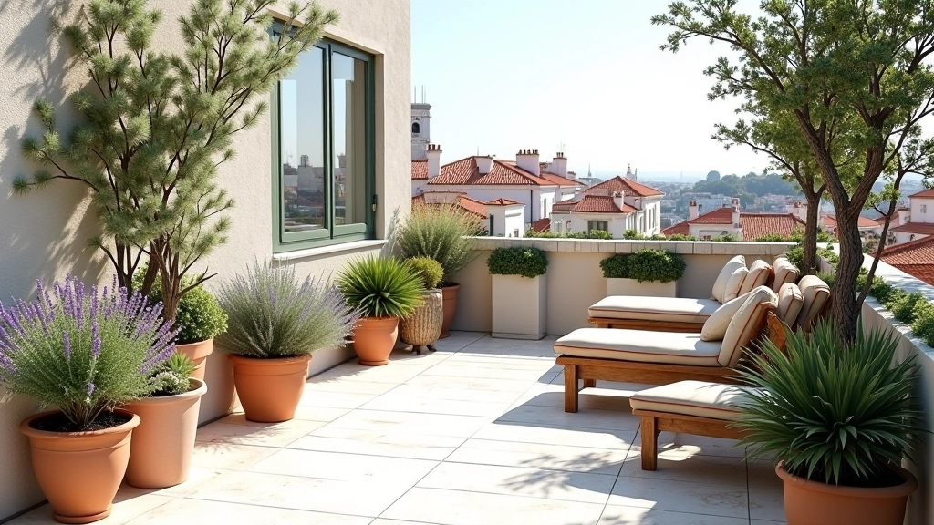 Terraço em Lisboa com plantas mediterrânicas